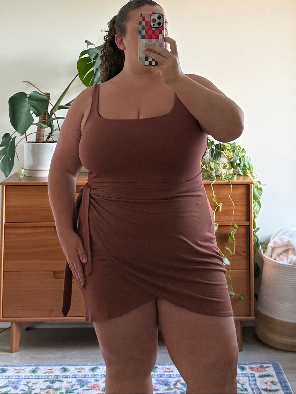 Aritzia Babaton Brown Wrap Mini Dress